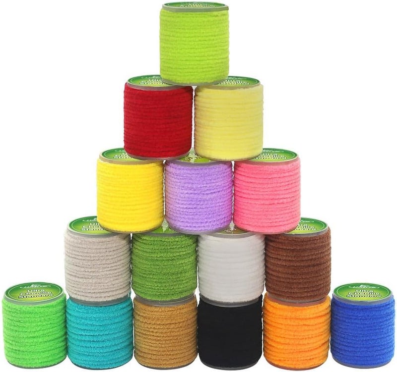 LURELINK Chenille Fly Tying Materials 16-Color Kit Fly Tying Supplies for Crappie Jigs, Wooly Buggers, Streamers - Image 1